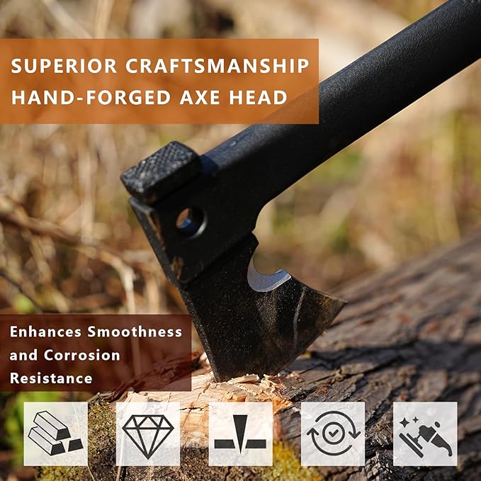 Outdoor Camping Hatchet Axe, Tactical Axe And Hammer, Small Fire Starter And Whistles, Essential Emergency Survival Tool, Multifunctional Tomahawk with Sheath, Military Grade Hiking Hunting