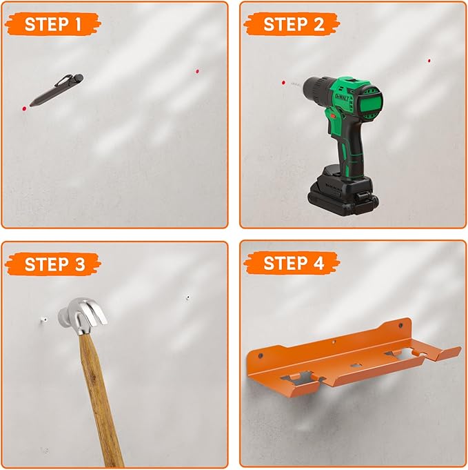 MUTUACTOR Weed Eater Hanger Heavy Duty,2 Slots Large Opening Garage Organizer WeedEater Hanger Wall Mount,Space-Saving Garden Power Tool Organizer for Holding Heavy Tools in Shed,Yard or Garden