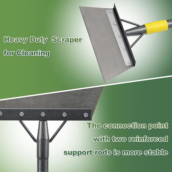Garden Cleaning Shovel, Multifunctional Flat Shovel with 78 Inch Adjustable Length Ergonomic Handle, Gardening Scraper Shovel for Weeding,Scraping,Ice Remove…, Black, 28QPCC-HZ-5jie