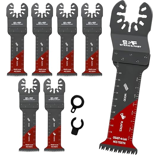S&F STEAD & FAST 6 PCS Oscillating Tool Blades for Wood, Japanese Teeth Curved Edge, Long Oscillating Saw Blades for Wood, Plastic, Universal Fit for Quick Release