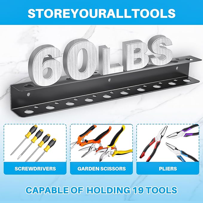 TSUMAZRURE Screwdriver Wall Rack, Screw Driver Holder and Screwdriver Rack, Tool Organizer Rack with Screw Driver Holders Organizers, Wall Mounted Tool Rack for Garage Tool Storage Rack (black)