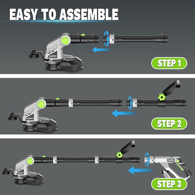 Weed Wacker Cordless 21V 12'' Electric Weed Eater Battery Powered with Grass Trimmer & Edger Lawn Tool, Auto Line Feed String Trimmer for Yard, Garden (AD-ST-001.1)