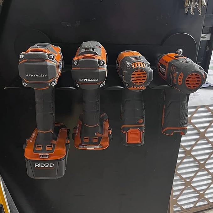 MUTUACTOR Power Tool Organizers and Storage Garage Drill Drivers Shelves Magnetic Mount 4 Slots,Heavy Duty Magnetic Racks and Shelving Utility Storage Holder for Garage Warehouse