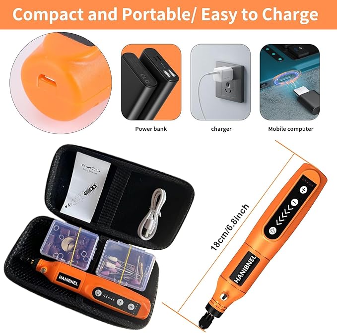 Mini Cordless Rotary Tool Kit, 5 Speed Power Engraving Tool with 71 Accessories, 3.7V Li-ion Battery Multi-Purpose Craft Rotary Tool for Engraving, Polishing, Sanding, DIYCrafts