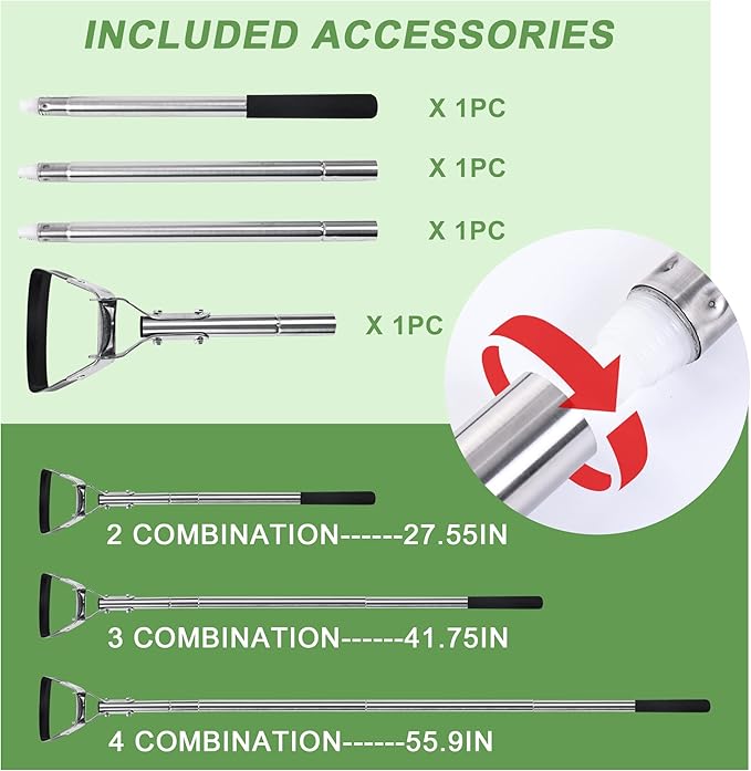 Garden Hoe for Weeding Long Handle Hula Hoe Stirrup Hoe Garden Tool Stainless Steel Poles Adjustable Long Handle Weeding Hoe, 55.9 INCH