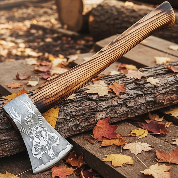 Splitting Axe Camping Chopping Hatchet Viking Tomahawk Battle Hunting Outdoor Solid Wood Handle 9912