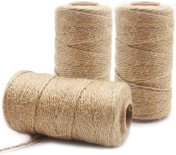 Anvin 984 Feet Cotton Twine Natural Jute Twine Packing Twines Bakers Twine Kraft Twine Wrapping Butchers Baking Arts and Crafts Gardening(Pack of 3, 10 Ply 2mm Thick)