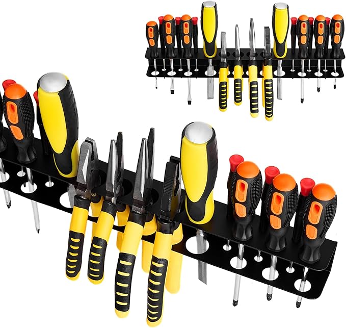 Screwdriver Plier Organizer Heavy Duty Wall Mount Tool Storage Rack Screwdriver Organizer Hand Tool Hammer Pliers Storage Rack For Garage Workshop Homes Workshops Sheds,15.75 Inch