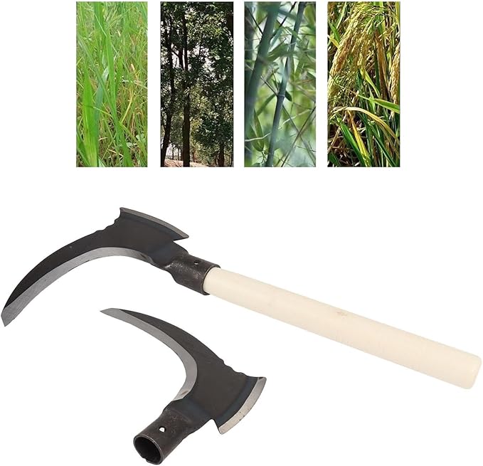 SYH&AQYE High Manganese Steel Double Scythe, Agricultural Hand Motor Weeding, Scythe Garden Tool for Outdoor Mowing Grass, Cutting Vines, Pruning Trees(B)