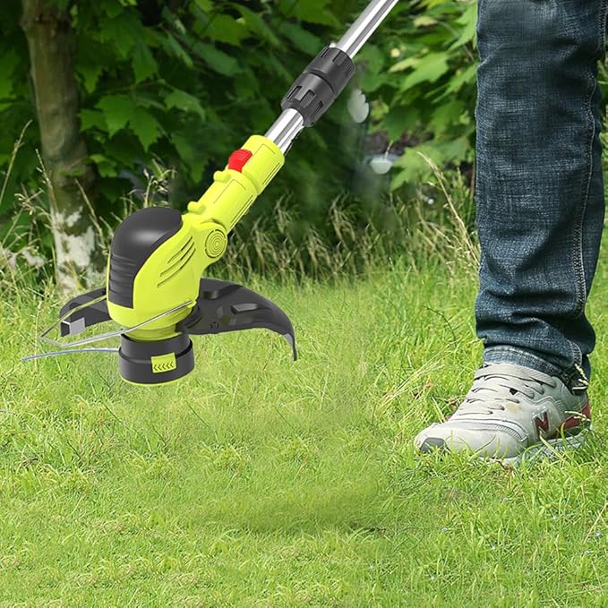 String Trimmers 21V 8-inch Cordless Weed Trimmer with Auto Line Feed, 2 X 2.0Ah Battery Powered Grass Cutter Lawn Edger Fast Charger Included