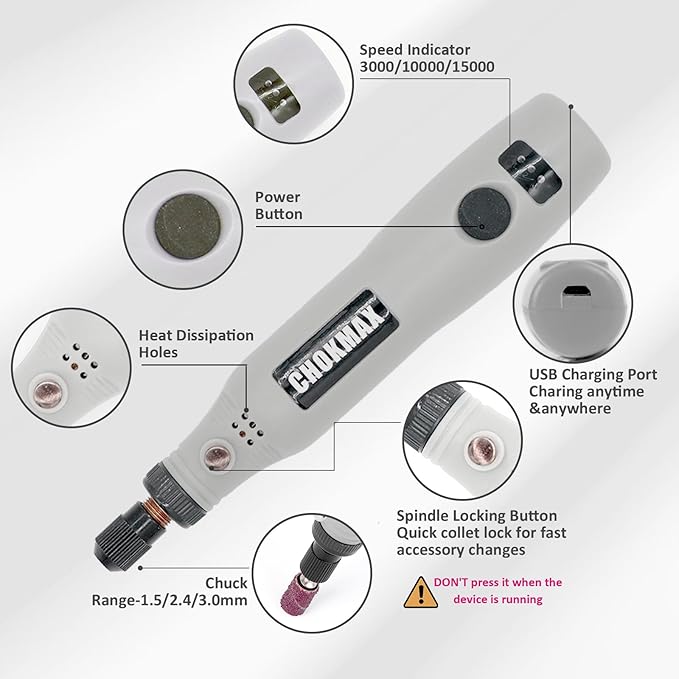 Cordless Rotary Tool, 3.7V Li-ion Mini Rotary Multi-Tool Kit with Variable Speed, 42pcs Accessories Kit Electric Rotary DIY Grinder for Polishing, Cleaning and Engraving