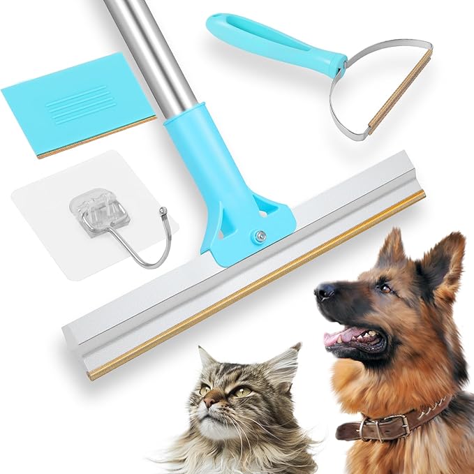Carpet Rake for Pet Hair Removal, 54-Inch Adjustable Handle, Aluminum Alloy Deep Cleaner, Reusable Cat & Dog Hair Remover for Couches, Rugs, Mats, Fabric Furniture