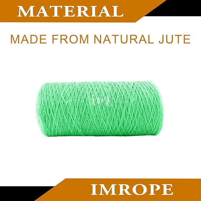 1mm x 1000 Feet Light Green Jute Rope, Twine for Gardening Tomato Climbing Plant Tie Floristry Crafts Gift Wrapping Packing Decor