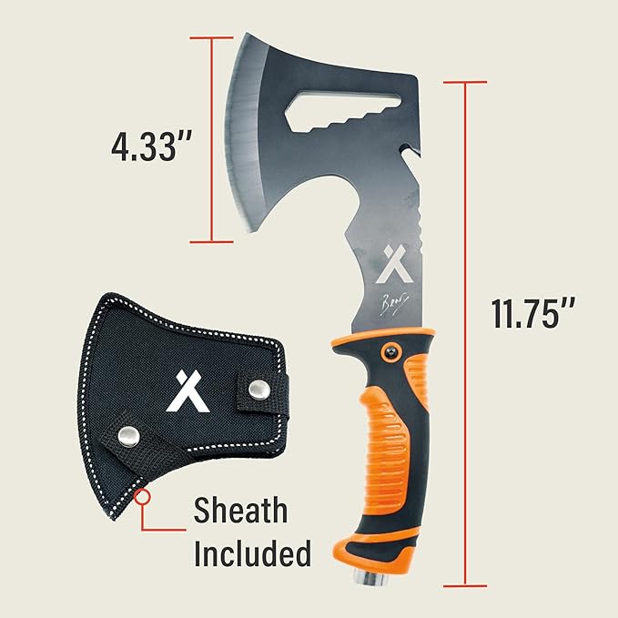 Bear Grylls Ultimate Hatchet, Axe for Camping, Survival, and Backpacking, Includes Sheath, Bottle Opener, Hammer, and Hex Wrench, 3cr13 Stainless Steel - Black Oxide