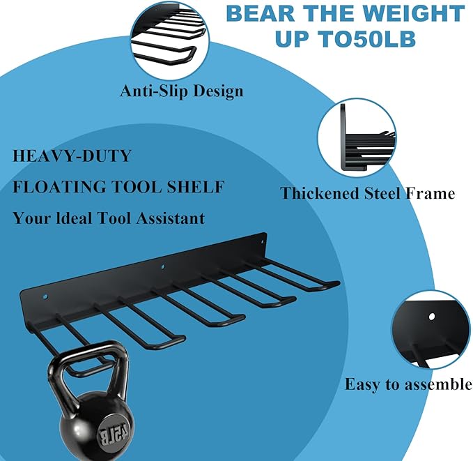 Electric Drill Storage Rack, 2PCS Heavy Duty Metal Wall Mounts, Holds 4 Drills, Compact Storage for Garage or Workshop