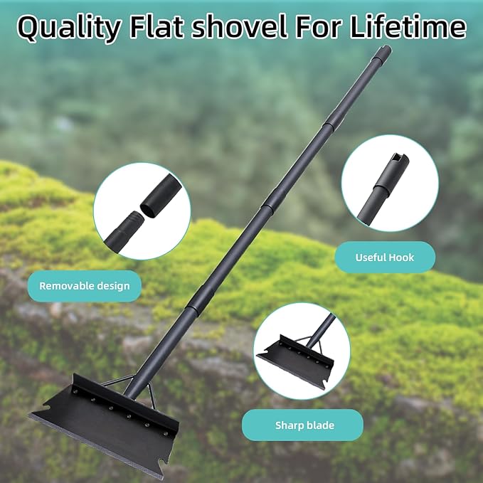 Garden Cleaning Shovel 59 Inch with Adjustable Handle, Multifunctional Cleaning Shovel Garden Tool Floor Scraper Outdoor Spade for Scraping, Weeding, Lawn Edging