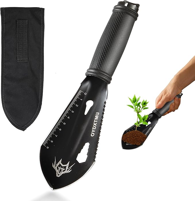 Small Camping Shovel, 9 in 1 Mini Hand Shovel,Tactical Mini Hand Shovel, Portable Backpacking Hiking Trowel,Ultralight Compact Multitool for Digging, Gardening, Outdoor Camping, Survival