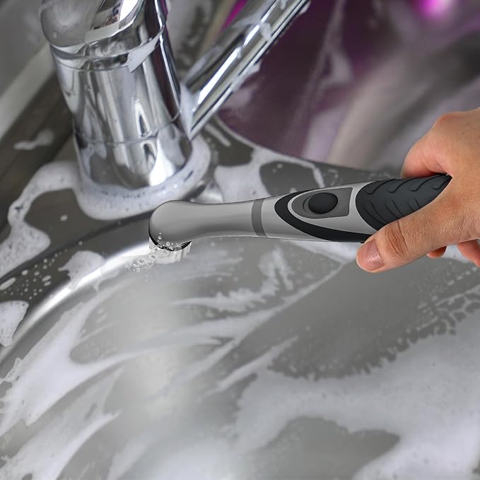 SOARING Electric Cleaning Brush with 4 in 1 Multiple Brush Heads,Indoor Household Cordless Motorized Brush for Bathroom Toilet Kitchen Tile Crevice(Black)