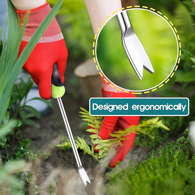 2 PCS Hand Weeder Tool Gardening Weeder Tool Garden Weeding Tool with Ergonomic Handle, Stainless Steel Garden Courtyard Lawn Farmland Transplant Gardening Plant Tool