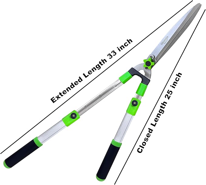 Extendable Hedge Shears - Professional Garden Trimmer with Straight Blade, Adjustable Handle for Borders, Bushes & Pruning, Heavy Duty Bush Cutter & Gardening Scissors
