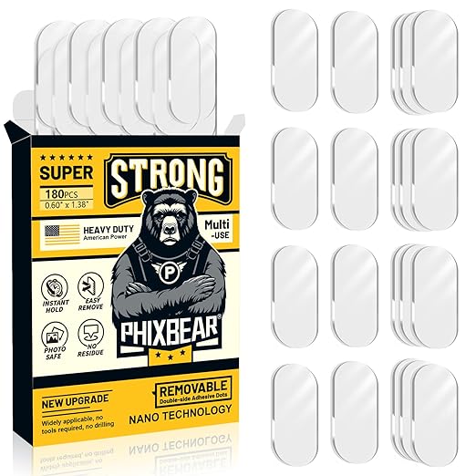 Extra Large Mounting Putty No Residue, Strong Double Sided Glue Adhesive Dots Clear Museum Sticky Tack, Picture Hanging Strips Fixed Posters Decor Craft, 0.6 x 1.38 in (180 Pcs)