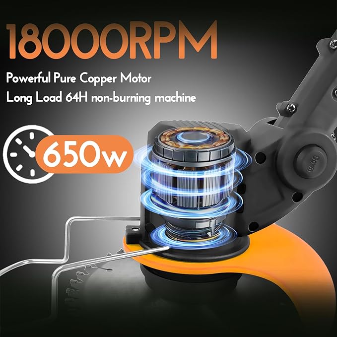 Electric Weed Wacker Cordless: 21V Battery Powered Weed Eater with 2 * 2.0Ah Battery, Charger & 5 Types Blade Lightweight Grass Trimmer for Garden Yard Lawn Work