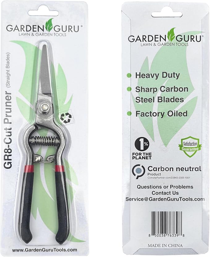 GARDEN GURU Classic Bypass Pruning Shears Clippers – Heavy Duty Forged Steel Garden Pruners – Safety Lock – Non Slip Comfort Grips – Cuts up to 1” Diameter – Professional Bypass Pruners (2 Pack)