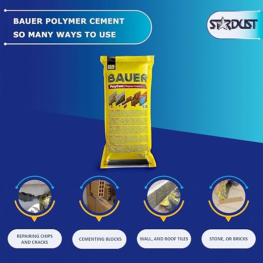 Bauer Instant Polymer Cement, Ready-to-Use Alternative to Mortar & Adhesives - Versatile for Concrete Crack Repair, Stone Tile Crack Repair & Brick Repair, Convenient, Durable & Easy to Store - 4kg