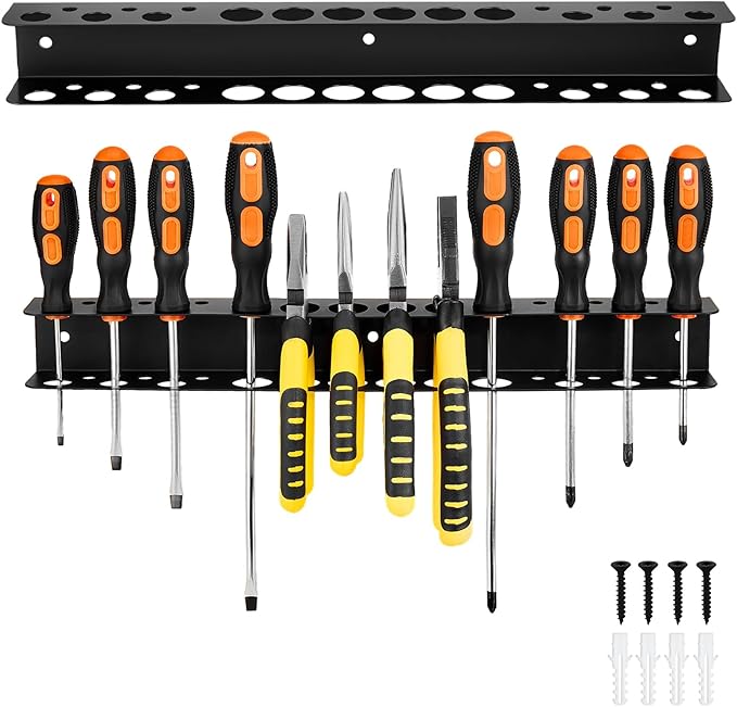 Screwdriver Plier Organizer Heavy Duty Wall Mount Tool Storage Rack Screwdriver Organizer Hand Tool Hammer Pliers Storage Rack For Garage Workshop Homes Workshops Sheds,15.75 Inch