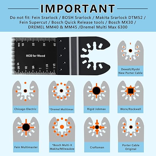 94 Pack Oscillating Saw Blades, Wood Metal Cutting Multitool Bi-Metal Blades Quick Release Tool Blades Kits Fit for Dewalt, Makita, Ryobi, Rockwell