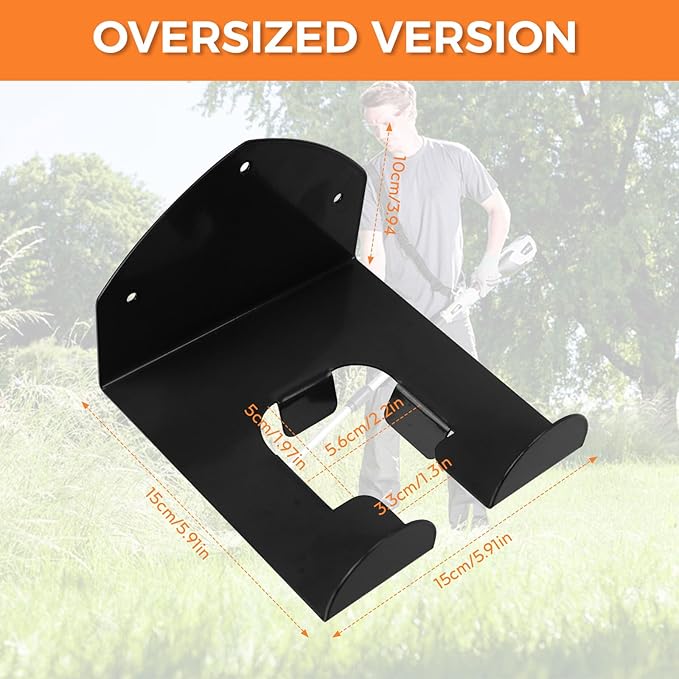 Weedeater Rack, 2 Pack Weed Eater Hanger, Weed Eater Rack for Wall, Heavy Duty Garden Tool Garage Organizer Trimmer Holder, Chainsaw Hanger Wall Mount(Black)