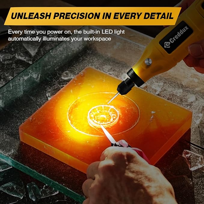 Cordless Rotary Tool,5 Speed Rotary Tool Kit With 71 Accessories,USB Charging,Multi-Purpose 4.2v Power Rotary Tools Easy Accessory Changes - Sanding, Polishing, Engraving and Cutting Yellow