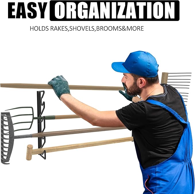 UNITEDPOWER Garden Tool Storage Rack,Wall Mounted Garage Organizer,Tool Utility Holder for Garden Equipment Shovel Rakes Brooms
