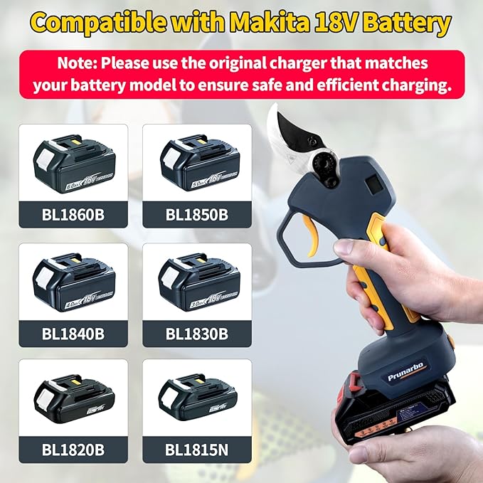 2-in-1 Brushless Pole Pruning Shear, 40mm Professional Cordless Pruners with Extension 1.6 Inches Compatible with Makita 18V Batteries Electric Tree Pruner 4000mAh Battery Secateurs