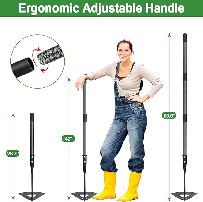 COCONUT Garden Hoe, 54 inch Long Handle Weeding Hollow Hoe Garden Tool, Heavy Duty Gardening Hoe with Durable Blade for Loosening Planting