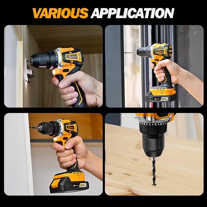 Cordless Drill Set/Driver, 20V Electric Power Drill With Battery And Charger, 40N Torque, 20+1 Settings, 2 Batteries,3/8-Inch Keyless Chuck, Driver Bits Kit, LED Light