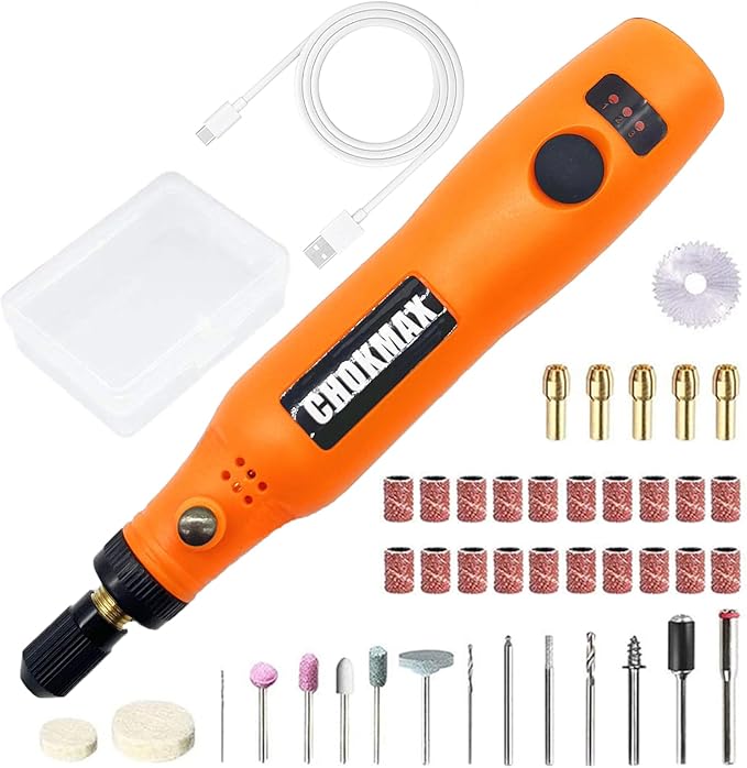 Cordless Rotary Tool, 3.7V Li-ion Mini Rotary Multi-Tool Kit with Variable Speed, 42pcs Accessories Kit Electric Rotary DIY Grinder for Polishing, Cleaning and Engraving Orange
