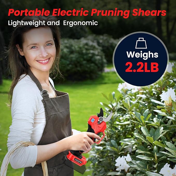 Electric Pruning Shears -1000W Brushless Motor Cutting 2 inch Diameter Professional Gardening Electric Shears,Heavy Duty Branch Pruner,2 * 2000mAh Batteries,2*Sk7 Blades, Perfect for Tree Trimming