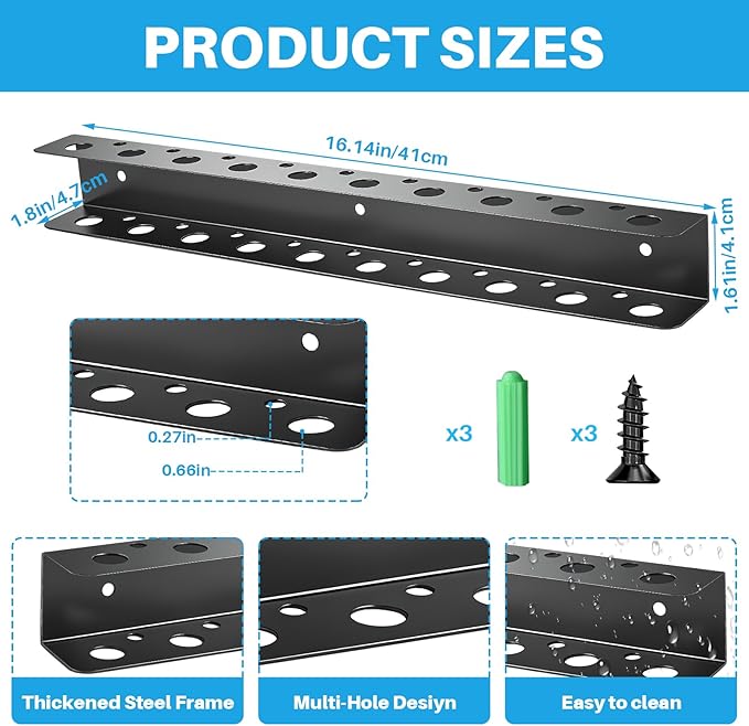 TSUMAZRURE Screwdriver Wall Rack, Screw Driver Holder and Screwdriver Rack, Tool Organizer Rack with Screw Driver Holders Organizers, Wall Mounted Tool Rack for Garage Tool Storage Rack (black)