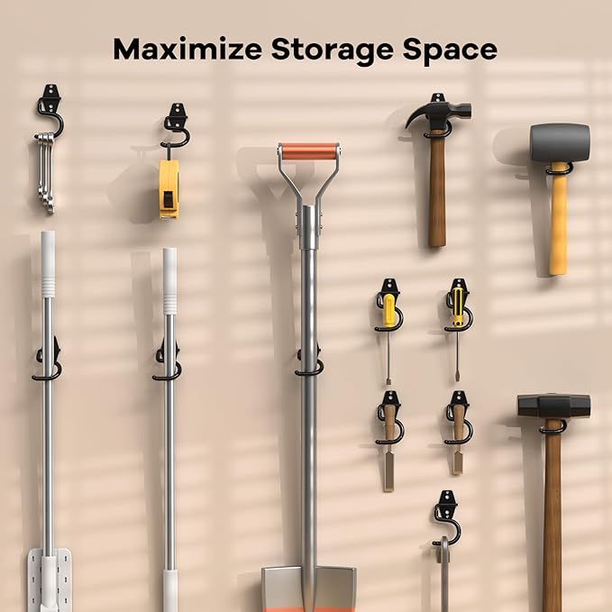 6 Pack Metal Garage Hooks, Heavy Duty S Hooks Tool Hangers for Garage Wall, Shed, Garden Storage Organizer