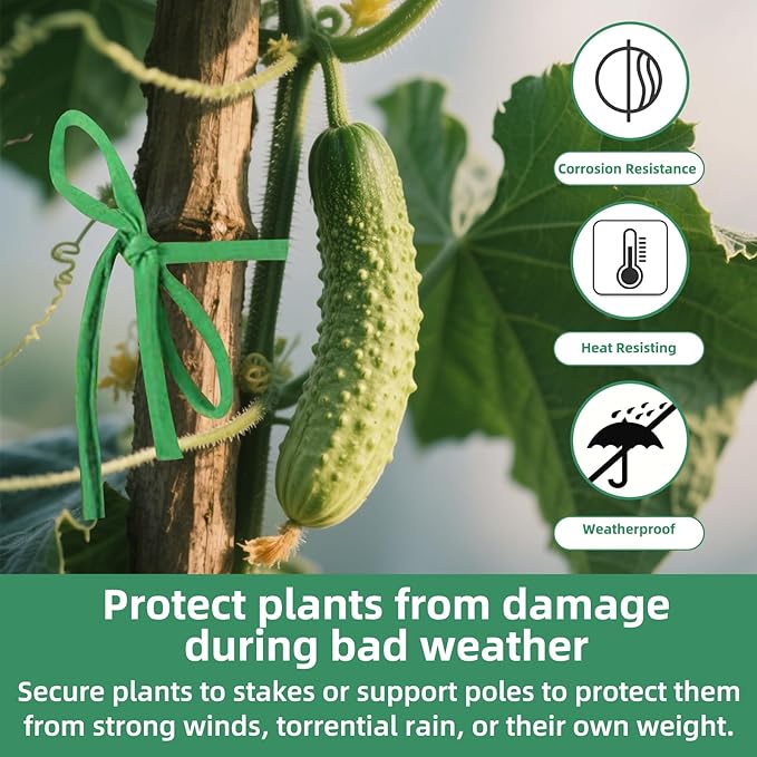 2 Packs Garden Twine, 196Ft Soft Garden String Green, Stretchy Plant Ties for Supporting and Tying Climbing Plants, Outdoor Plants, Tomatoes, Fruit Trees, Gardeners(98 Feet/Roll)