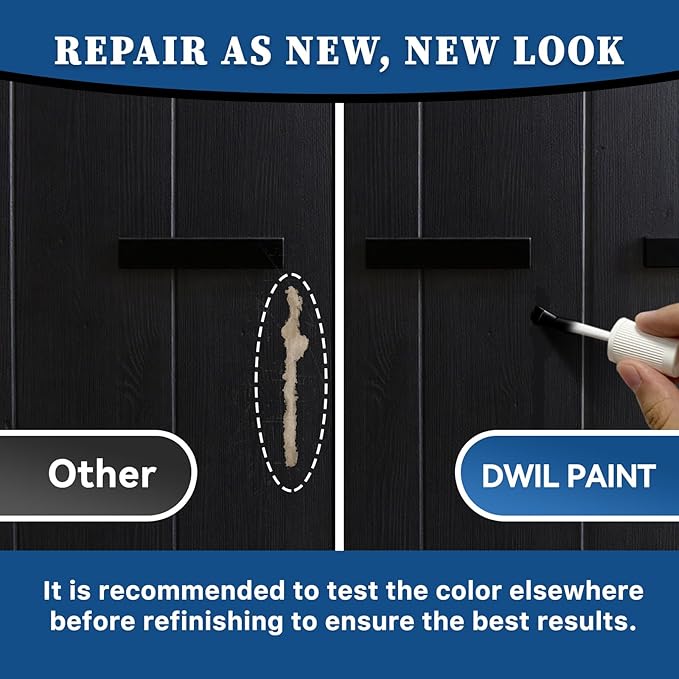 DWIL Black Paint for Metal - Appliance Touch Up Paint, Multi Surface Scratch Repair for Refrigerator, Enamel, Door, Cabinets, Wood, Microwave, 1.5 Fl Oz(Black)