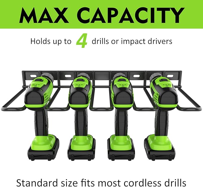 2 Pack Power Tool Organzier Wall Mount, Thicked Heavy Duty Drill Holder, Drill Storage Rack Organizer for Dewalt Milwaukee Ryobi Cordless Tools