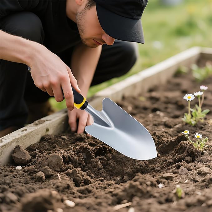 12 Pcs Garden Shovel, Aluminum Alloy Trowel Garden, Heavy Duty Small Shovels, Metal Hand Trowel, Hand Shovel with Ergonomic Handle, Gardening Tools for Digging Weeding Planting Transplanting