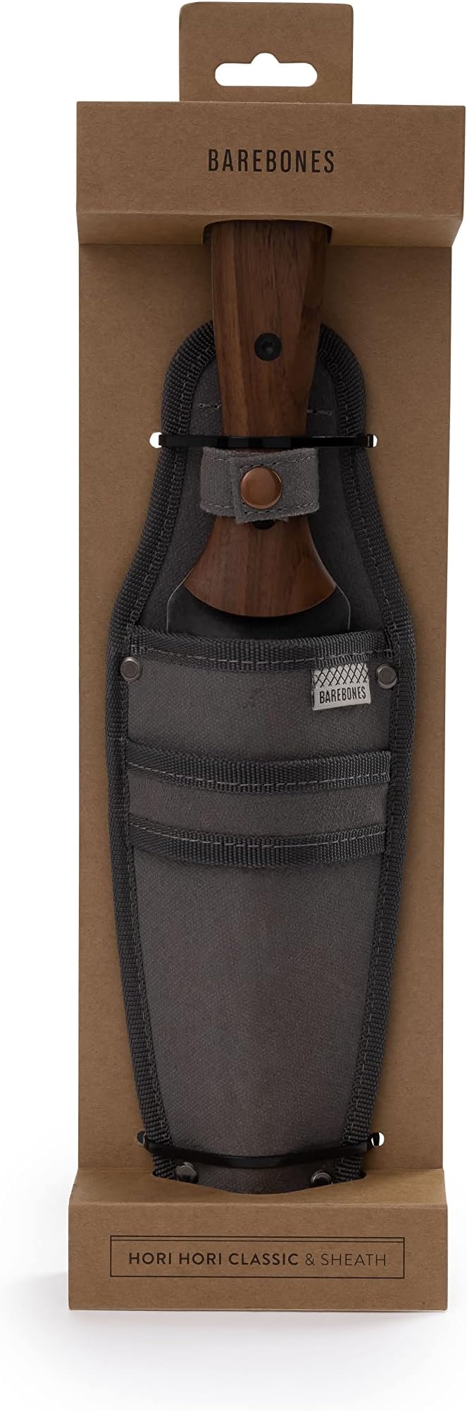Barebones Hori Hori Classic - Garden Knife - Heat-Tempered Stainless Steel Blade and Walnut Handle - Gardening Knife and Sheath Bundle (Walnut/Black)