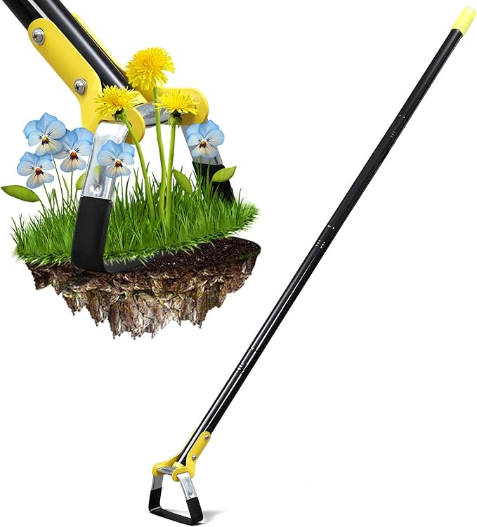 Hoe Garden Tool - Heavy Duty Hula Garden Hoe for Back-Saving Weeding,30-72 Inch Long Handle Stirrup Hoes for Weed Scraper,Scuffle Action Loop Hoe for Flower Beds,Yards,Raised Beds