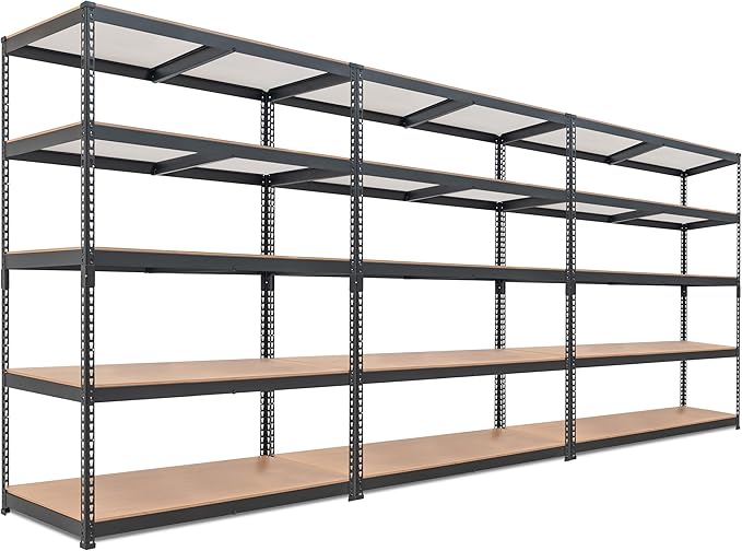 HOMEDANT 5 Tier Laminated Boltless Heavy Duty Garage Storage Adjustable Wide Size Metal Shelving Unit Utility Rack Shelves Organization Multipurpose Shelf Shed Warehouse 47.7"W x 24.1"D x 71.3"H 3Pack