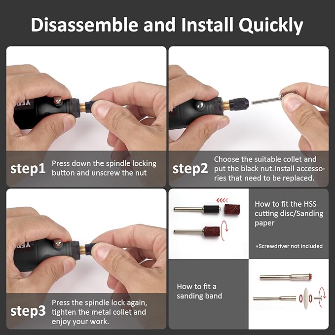 Cordless Rotary Tool, 3.7V Li-ion Electric DIY Mini Grinder Kit with Front LED Work Light, 5 Variable Speed, 72pcs Accessories USB Charging Multi-Tool Perfect for Nail Polishing