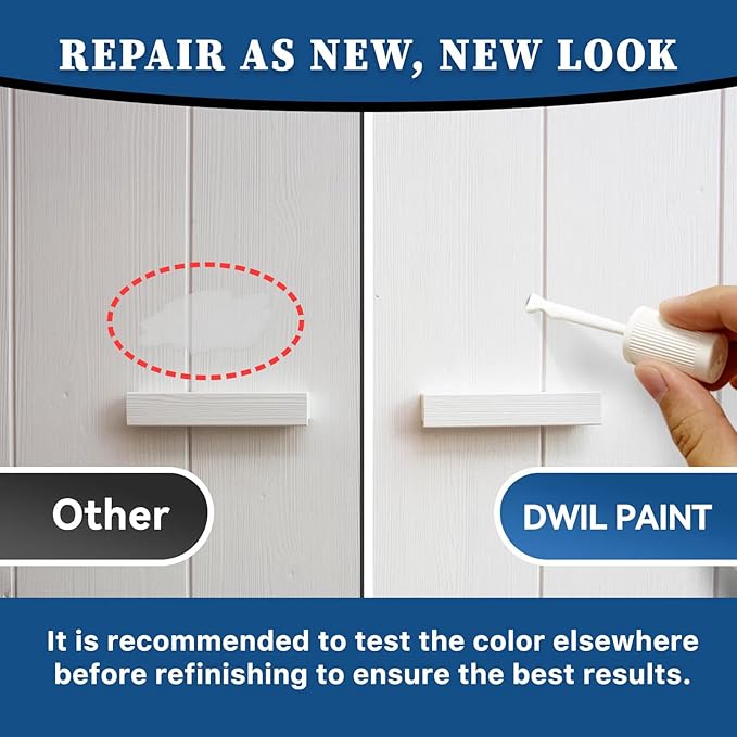 DWIL White Touch Up Paint - Multi Surface Touch Up Paint Pen, Scratch Repair for Wall, Door, Cabinets, Metal, Appliance, Wood, Furniture, 1.5 Fl Oz (Semi Gloss, Floral White)