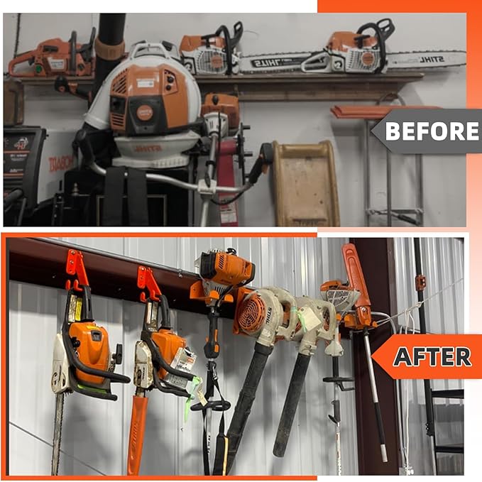 2 Pack Chainsaw Holder, Wall Mount Chainsaw Hanger, 180 LB Heavy Duty Chainsaw Rack Storage Hook for Garage Organizer, Chainsaw Accessories, Universal Fit for Stihl, Poulan, Poulan Pro, Husqvarna